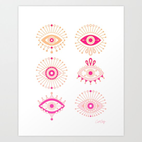 Evil Eyes – Pink Ombré Palette Art Print