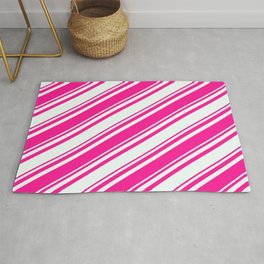 [ Thumbnail: Deep Pink and Mint Cream Colored Lines/Stripes Pattern Rug ]