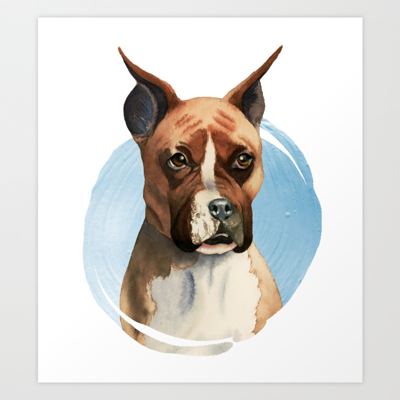 watercolor boxer dog