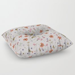 Pressed Flowers and Leaves Floor Pillow