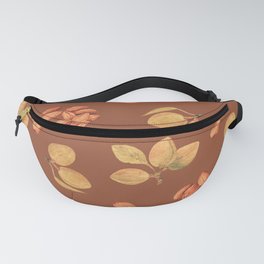 Almonds  Pattern Brown Background Fanny Pack