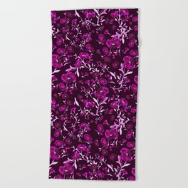 Mysterious flowers in the dark - magenta, purple, black series 2 B Beach Towel