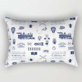 Railroad Symbols // Navy Blue Rectangular Pillow
