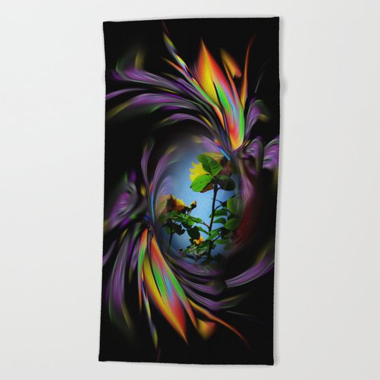 Flowers magic roses 3 Beach Towel