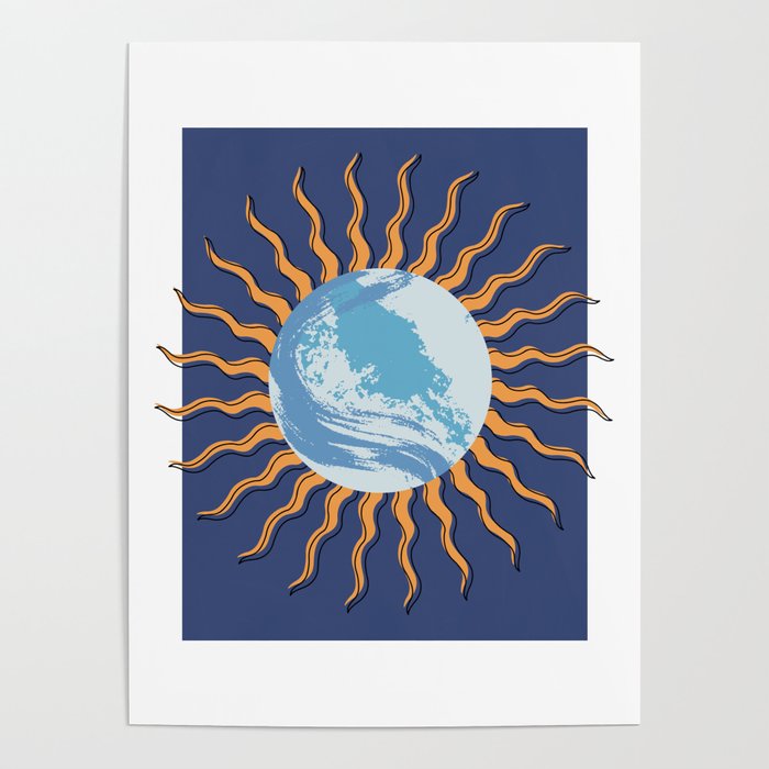 BLUE Earth Sun Poster