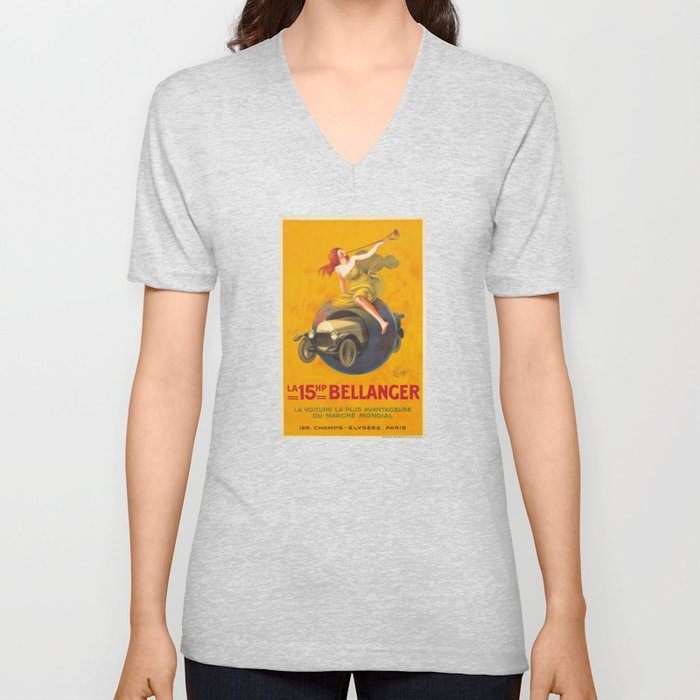 La 15hp Bellanger Ancient Old car  (1921) Leonetto Cappiello (Italian, 1875-1942) V Neck T Shirt