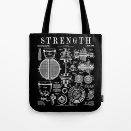 Gym Fitness Workout Dumbbell Kettlebell Vintage Patent Print Tote Bag