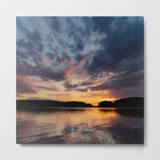 Spring Sunset - beautiful colors and reflections - cloudy sky Metal Print