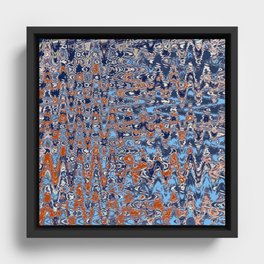 Blue And Red Distorted Abstract Framed Canvas