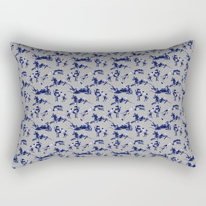 Blue Marble Greyhound on Metallic Look Silver Rectangular Pillow
