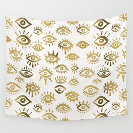 Mystic Eyes – Gold Wall Tapestry