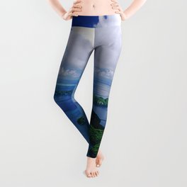 View To Eternity: Paradise Island With Tropical Clouds Leggings