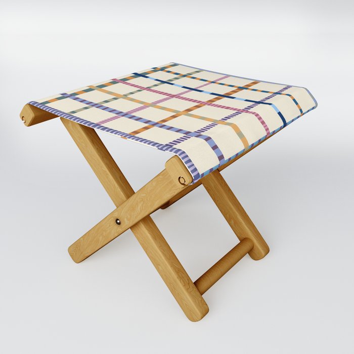 Colorful Patterned Grid Folding Stool