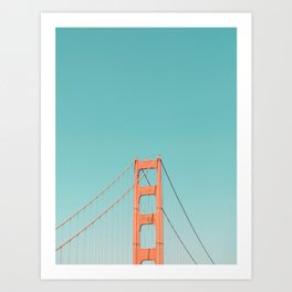 Golden Gate Bridge, Pastel Blue Sky Red Bridge, San Francisco, California, Photo Art Print Art Print