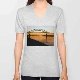 Cape Cod Bourne Bridge V Neck T Shirt