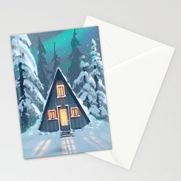 Winter Cabin Stationery Card