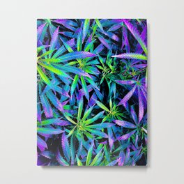Neon Cannabis Metal Print | Decorate, Marijuana, Leaves, Medicine, Plants, Green, Neon, Colorful, Natural, Nature 