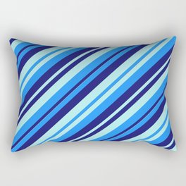 [ Thumbnail: Blue, Midnight Blue, and Turquoise Colored Lined/Striped Pattern Rectangular Pillow ]