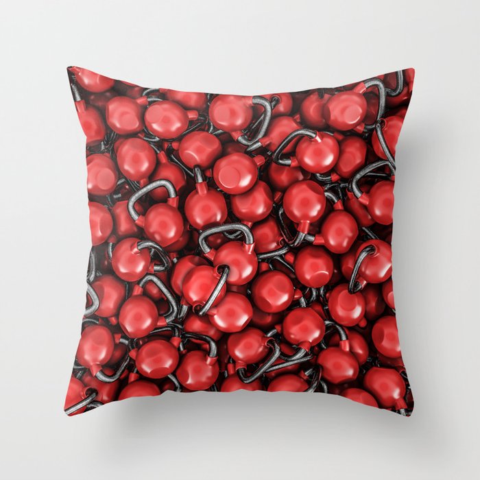 Kettlebells RED Throw Pillow