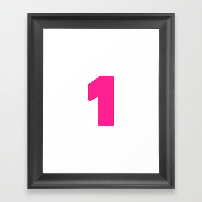 1 (Dark Pink & White Number) Framed Art Print