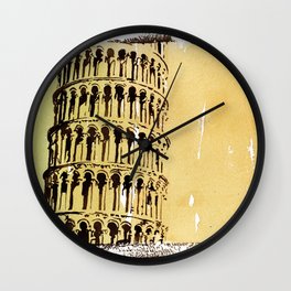 Paintin of the campanile (bell-tower) of the Cathedral of Pisa-  Leaning Tower Wall Clock | Italiawatercolor, Pisa, Famous, Italia, Pisapainting, Orangegreen, Leaningtowerart, Originalwatercolor, Worldtravel, Italiaart 