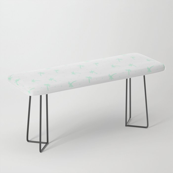 Mint Green Doodle Palm Tree Pattern Bench