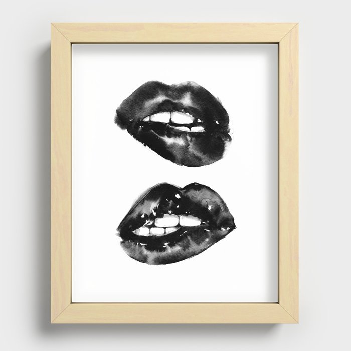 Black Lips Recessed Framed Print