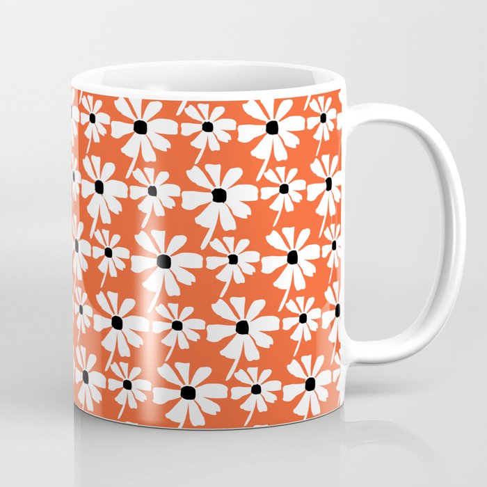 Daisies In The Summer Breeze - Orange White Black Coffee Mug