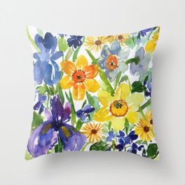 irises and daffodils: spring vibe Throw Pillow