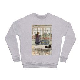 Flowers on the Windowsill, From A Home, 1895 by Carl Larsson Crewneck Sweatshirt