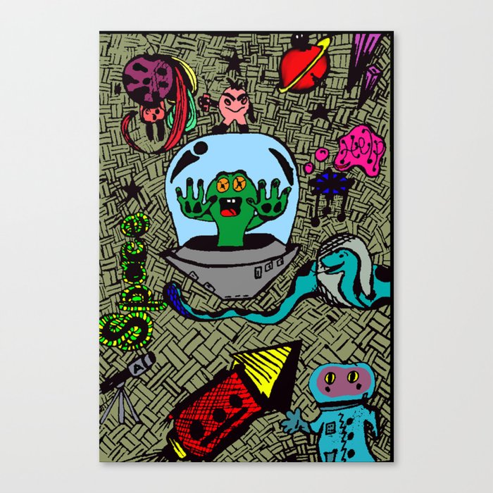 Aliens in Space Canvas Print