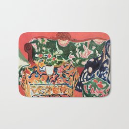 Seville Still Life by Henri Matisse Bath Mat | Couch, Red, Vintage, Spain, Design, Floral, Interior, Fabric, Patterns, Painting 