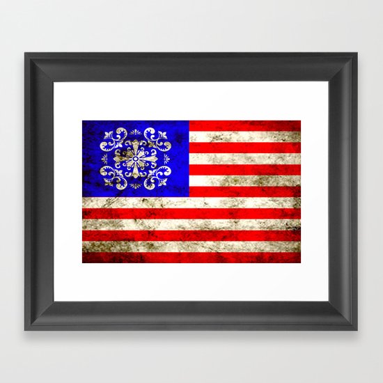 An American flag Framed Art Print