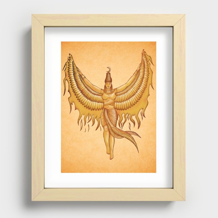 Isis, Goddess Egypt with wings of the legendary bird Phoenix Recessed Framed Print