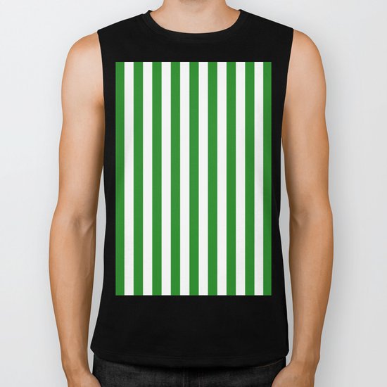 Vertical Stripes (Forest Green/White) Biker Tank