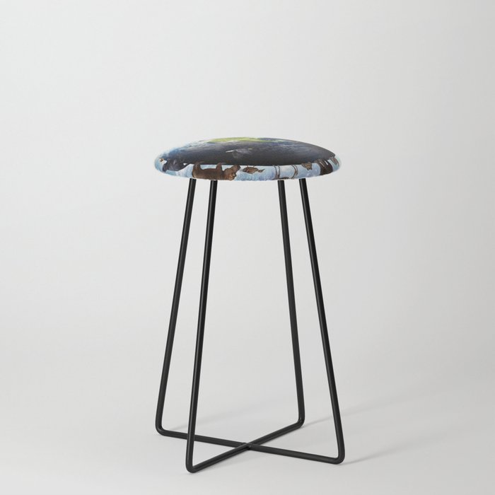 Space Earth Animal Animals Group Scene Counter Stool