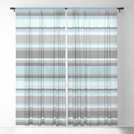 [ Thumbnail: Dark Gray, Dim Gray, Light Blue & Light Cyan Colored Stripes Pattern Sheer Curtain ]