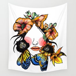 Flowres color face Wall Tapestry
