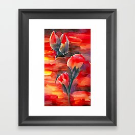 Tulip Flowers at Sunset Framed Art Print