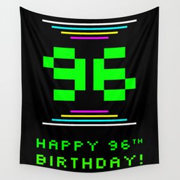 [ Thumbnail: 96th Birthday - Nerdy Geeky Pixelated 8-Bit Computing Graphics Inspired Look Wall Tapestry ]