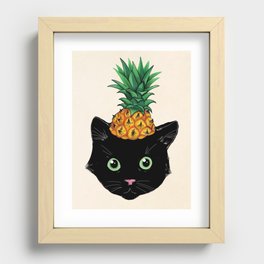 Pineapple Kitty Recessed Framed Print