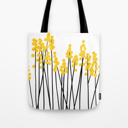 Hello Spring! Yellow/Black Retro Plants on White #decor #society6 #buyart Tote Bag