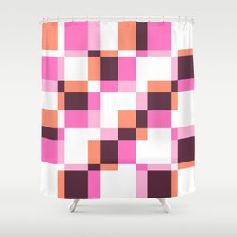 Santelmo - Colorful Pink Purple Pixel patchwork Pattern Shower Curtain