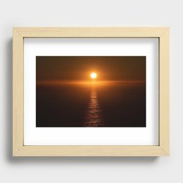 Gorgeous blazing red and orange ocean sunset nautical landscape color photograph / photograhy for home and wall decor Recessed Framed Print