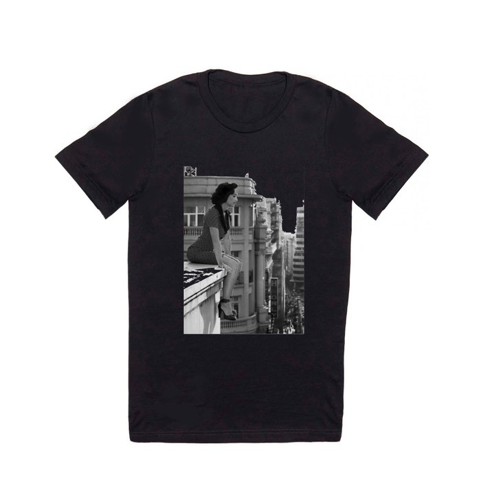 Woman on High, female form cityscape black and white photograph / photography T Shirt