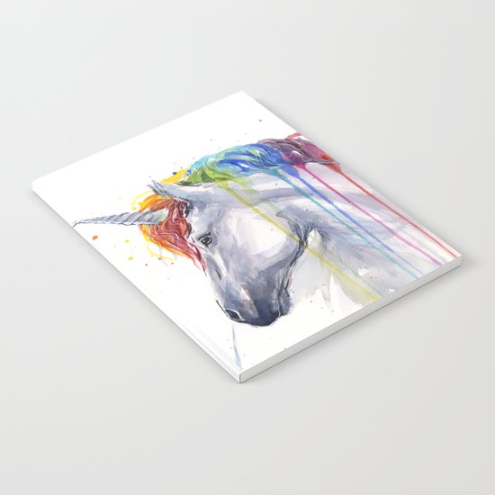 Rainbow Unicorn Watercolor Animal Magical Whimsical Animals Notebook