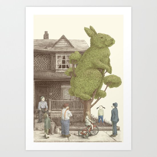 The Night Gardener - Rabbit Tree Art Print