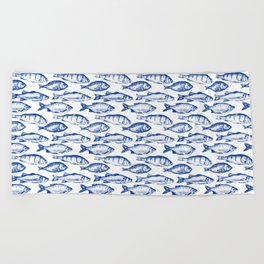Dark Blue Fish Beach Towel