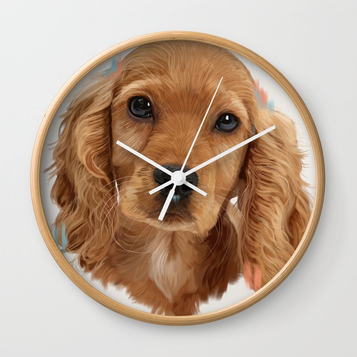 Golden Cocker Spaniel Pup Wall Clock