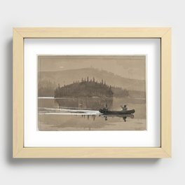 Fishing on a lake Recessed Framed Print